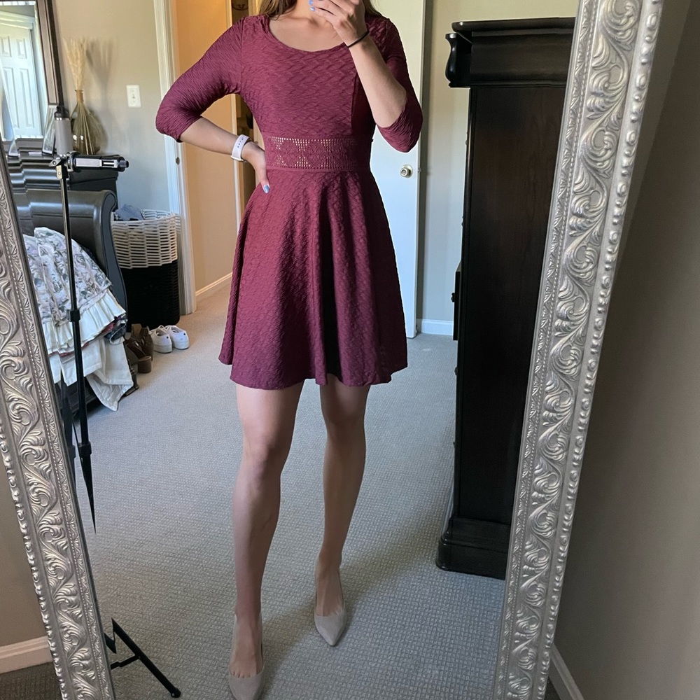 Burgandy A Line Dress